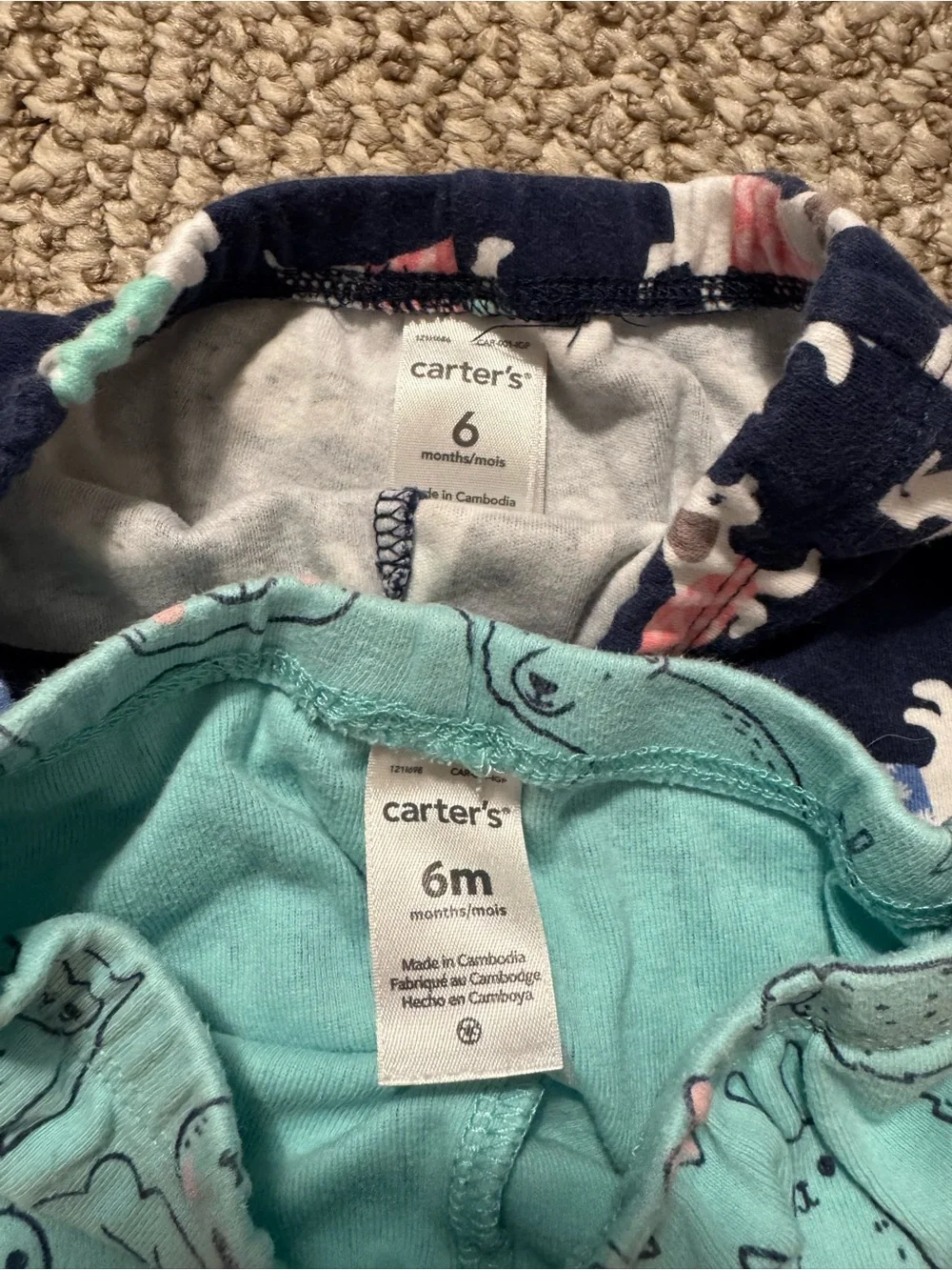 Set of 2 Baby Girl Carter's Leggings Animals Dachshund Woodland Print 6 Months